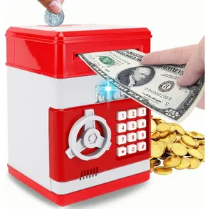 Electronic Piggy Bank for Kids, Mini ATM Coin Bank Money Saving Box with Password, Children's Safe Money Jar with Auto Grab Bill Slot, Great Gift Toy Bank for Boys, Girls