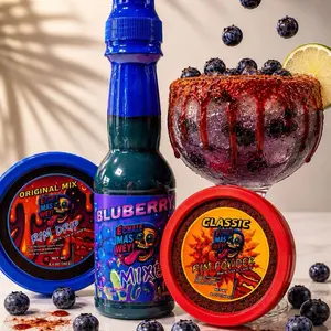 Blueberry Cocktail Drink Kit - Fruit-Flavored Rim Dip, Rim Powder, and Blueberry Mixer Set