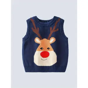 Children's Sweater Vest Knitted Top Christmas Suitable Holiday Party Performances Christmas