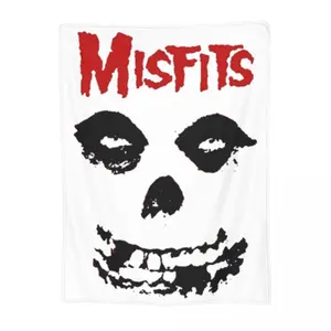 Misfits Skull Blanket Coral Fleece Plush Decoration Punk Rock Band Relax Thin Throw Blankets for Home Outdoor Plush Thin Quilt