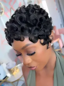 6 Inches Pixie Cut Wig Human Hair for Women, Short Curly Wig, Full Machine Made, Natural Look, Perfect for Everyday Use, Human Hair Wigs