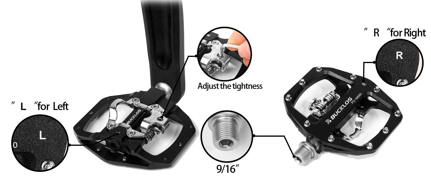 BUCKLOS SPD Pedals PD-M680 Mountain Bike Clip in SPD Flat Combo Dual Sided Pedals - Road Bike MTB Clipless Sealed Bearing Bicycle Clips Pedal Compatible with Shimano SPD Cleats  bike parts pedal bike ebike