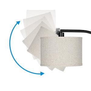 DEWENWILS Arched Floor Lamps with Adjustable Beige Line Lampshade, Standing Tall Arc Lamp for Living Room, Bedroom, Office, Simple Design Farmhouse Style (Black)-HLFL04E