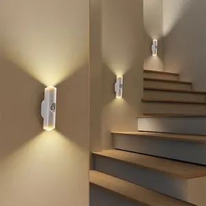 Smart Motion Sensor LED Night Light,RGB Gradient Dimmable Wall Lamp,Cordless LED Wall Night Lights,for Bedroom, Entryway, Hallway & Stairs, Easy Charging & Convenient Room Decor