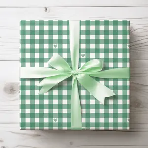 Gingham Green with Small Hearts Wrapping Papers