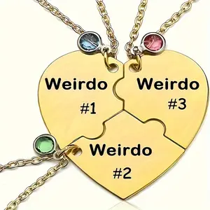 Three Hearts Good Friends Necklace, Three Hearts Weird Friends Necklace, Best Friends Necklace, Sister Friendship Jewelry