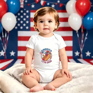 Hot Dog America 250th Anniversary Baby Romper, Cute Soft Cotton Onesie, Breathable Infant Jumpsuit for Everyday Wear, Perfect Baby Shower Gift