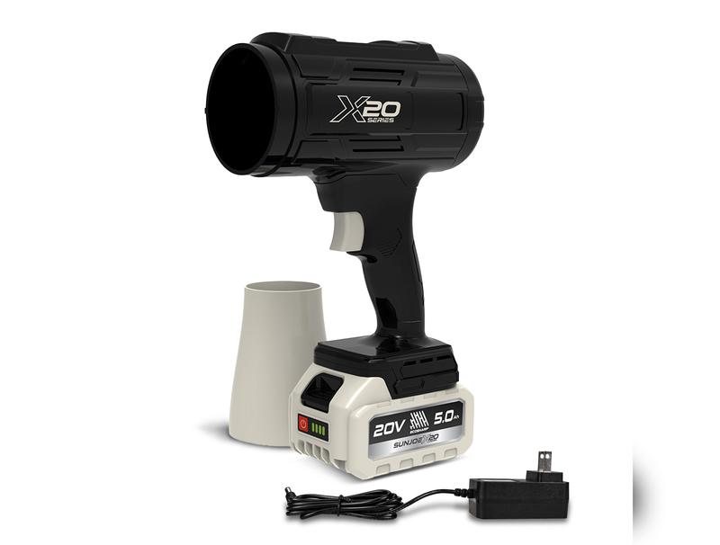 Sun Joe GO-SRMJET-5A-BLK 20-Volt ECOSHARP Cordless X20 StormJet Handheld Turbo Blower  | 40 CFM | 5.0-Ah Batteries + Charger (Black)