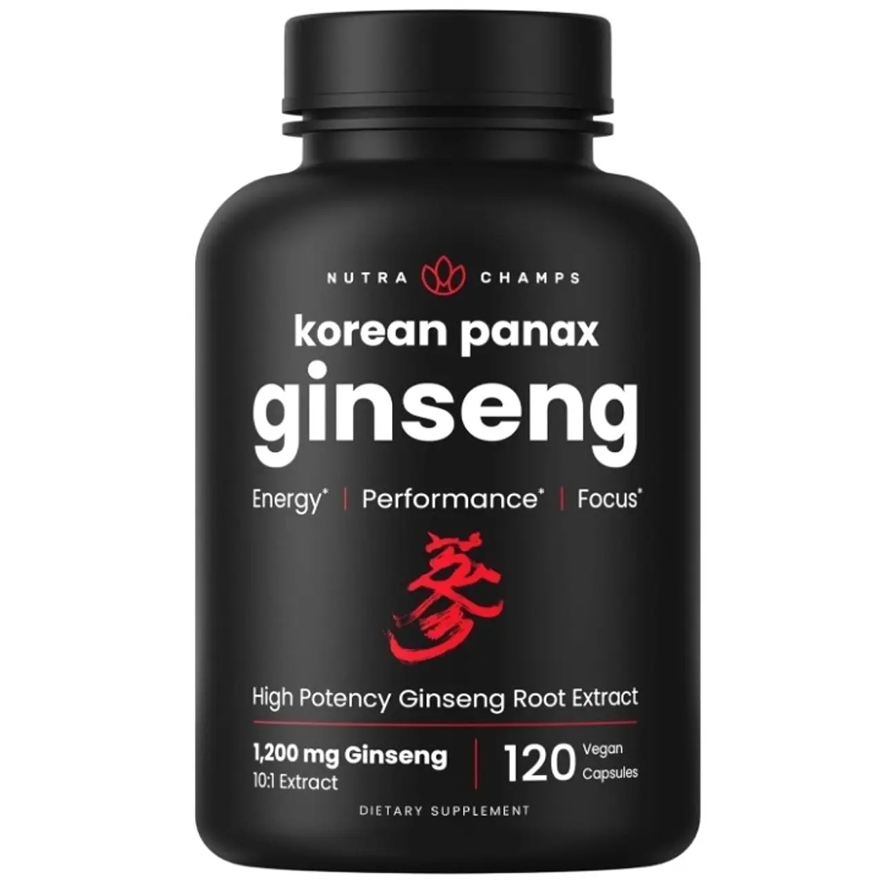 Korean Red Panax Ginseng Capsules | Extra Strength Ginsenosides for Energy, Focus, Performance, Vitality & Immune Support | Korean Ginseng Root Extract (120, Red)