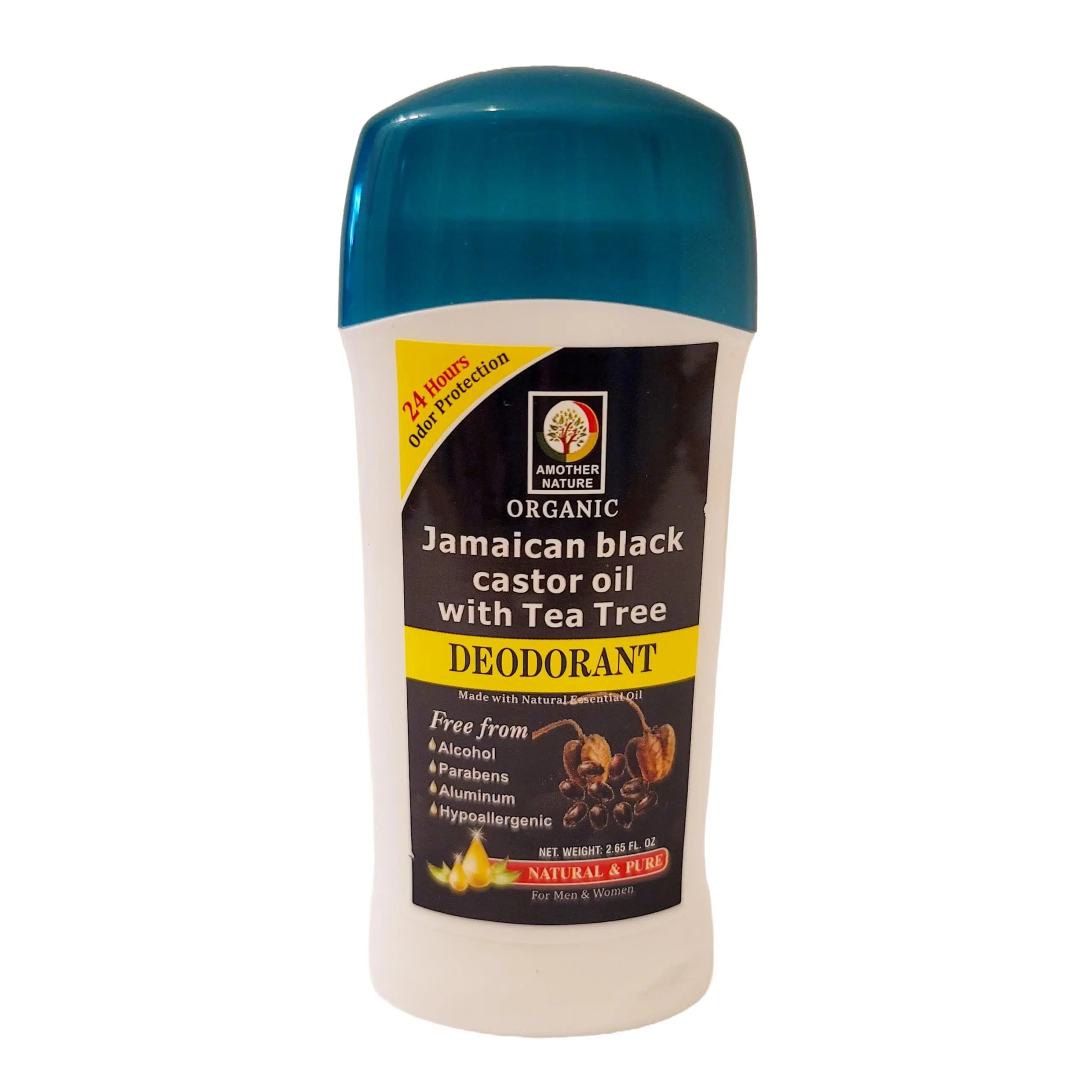 Another Nature Organic Deodorant with Jamaican Black Castor Oil & Tea Tree 24 Hours Odor Protection Hypoallergenic Body Care Cleanser for Men & Women 2.65 fl oz - Daily