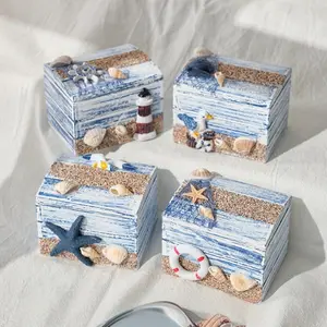 Mediterranean Storage Box, Classic Wooden Desktop Organizer, Creative Jewelry Box, Candy Box, Small Wood Box for Home Decor