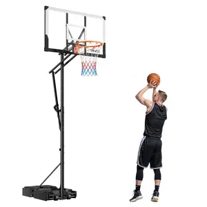 VEVOR Portable Basketball Stand, 5.25 to 10 ft Height Adjustment Basketball Hoop Goal, Portable Basketballs Hoop with 48 inch PC Backboard Wheels for Kids, Teens, Adults in Driveways, Pools