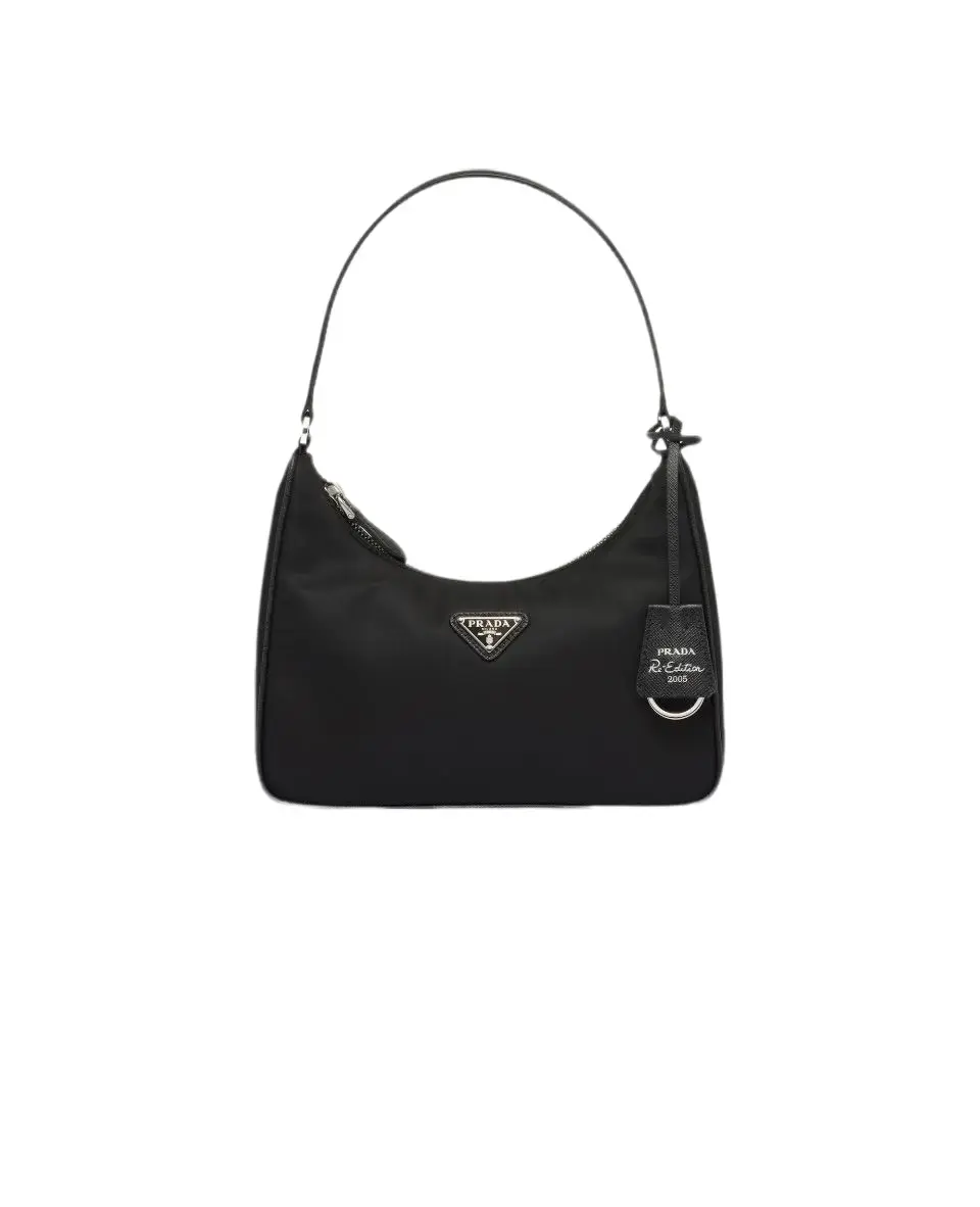 Pre-owned PRADA Re Edition 2005 Nylon Hobo Bag Black, Pre Loved Shoulder Bag for Everyday Use, Everyday Bag