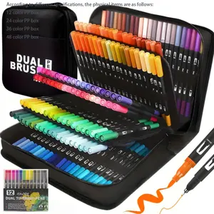 Art Supplier Dual Brush Markers Pens, Artist Coloring Marker Set, Fineliner & Brush Tip Pen with Premium Case for Adults Coloring Books Journal, Drawing, Doodlin, Coloring Materials Set, Art Supplies