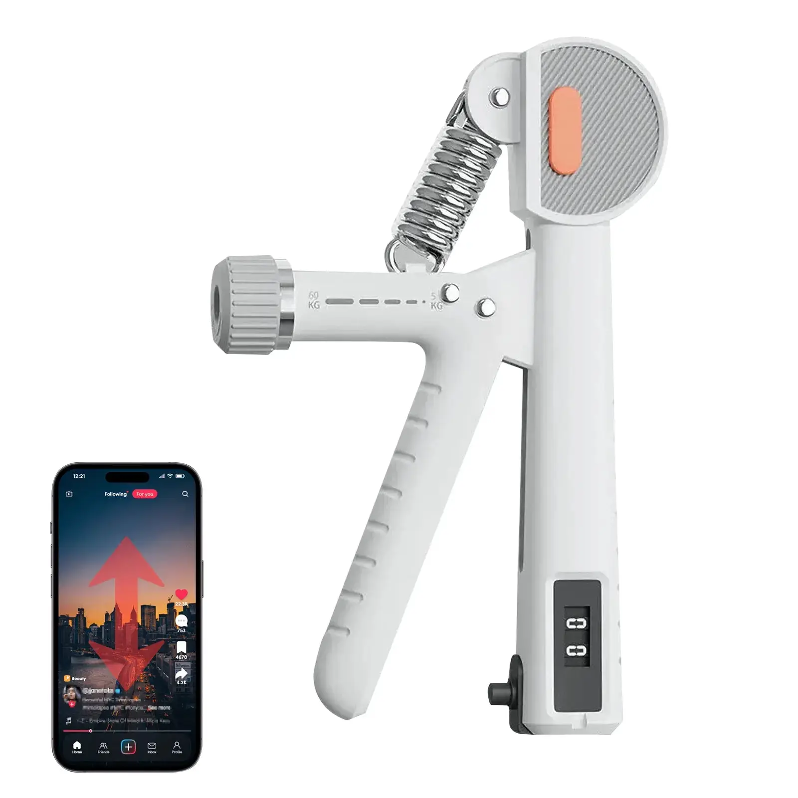 Bluetooth Smart Grip Strength Trainer - Compact, Functional, 5-60KG Adjustable, with App Tracking for Grip Training and Hand Strength Enhancement