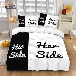 Couple Theme Bedding Set, 1 Set Including 1 Count Decorative Duvet Cover & 2 Counts Pillowcase without Filler, Soft Comfortable Bedding Set for Bedroom