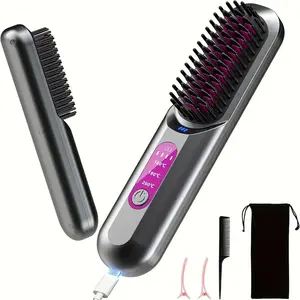 Portable Hair Straightening Comb, 1 Box Rechargeable Cordless Hair Straightener, Hair Styling Tool for Women & Girls for Home & Salon Use