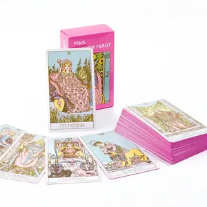 Pink Border Tarot Card Deck – 78-Card English Edition with Guidebook for Beginners