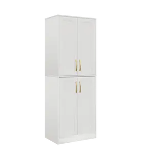 Sideboard cabinet,Kitchen Pantry,Modern Wooden Freestanding 67 "high Adjustable Stand,Sideboard Cabinets with Removable Partitions Doors,Golden Outer Handles,Bathroom, Living Room, Dining Room Design