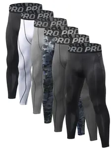 Men's Letter Tape Top-stitching Compression Leggings, Quick Drying Breathable Skinny Pants, High Stretch Comfy Shapewear Bottoms for Gym Workout Running, Gym Sports Tight