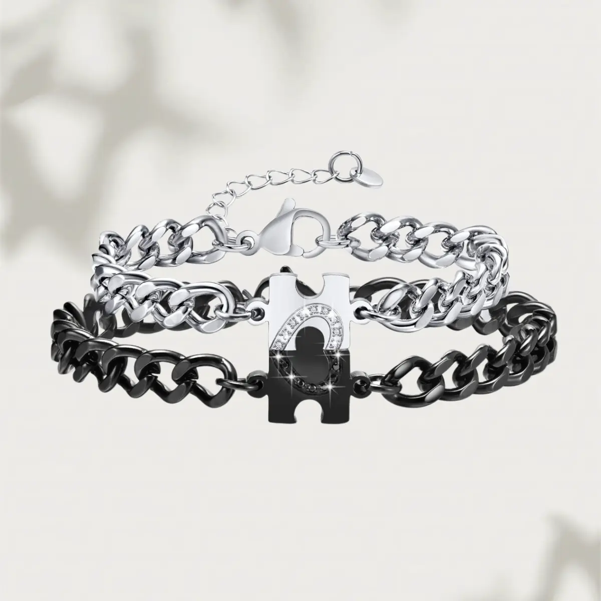 Matching Couple Bracelet Set – Puzzle Heart Stainless Steel “His & Hers” Bangles | Perfect Anniversary Promise Gift for Boyfriend, Girlfriend, Husband, Wife