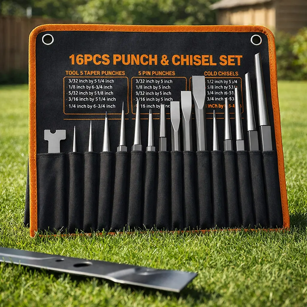 Pin Punch and Cold Chisel Set, 7PCS and 16PCS Steel Punch Tool Kit for Automotive, Garage and Metal Work