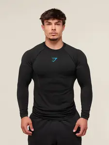 Men's Fitness Shirt Cross-Border Best-Selling Tight-Fitting Running Training Long Sleeve T-Shirt, Men's Workout Top, Sports Wear