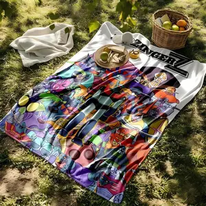 1 piece Mazinger Z and a group of enemy robots themed flannel blanket, Soft Cozy Blanket, suitable for sofas and beds, all-season use, super soft and comfortable, digitally printed pattern, 100% polyester material
