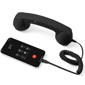 Wired Type-C Mobile Phone Receiver Antique Style Handset Plug Play Clear Calls Audio Receiver Call Accessory for Cell Phone Retro Bluetooth