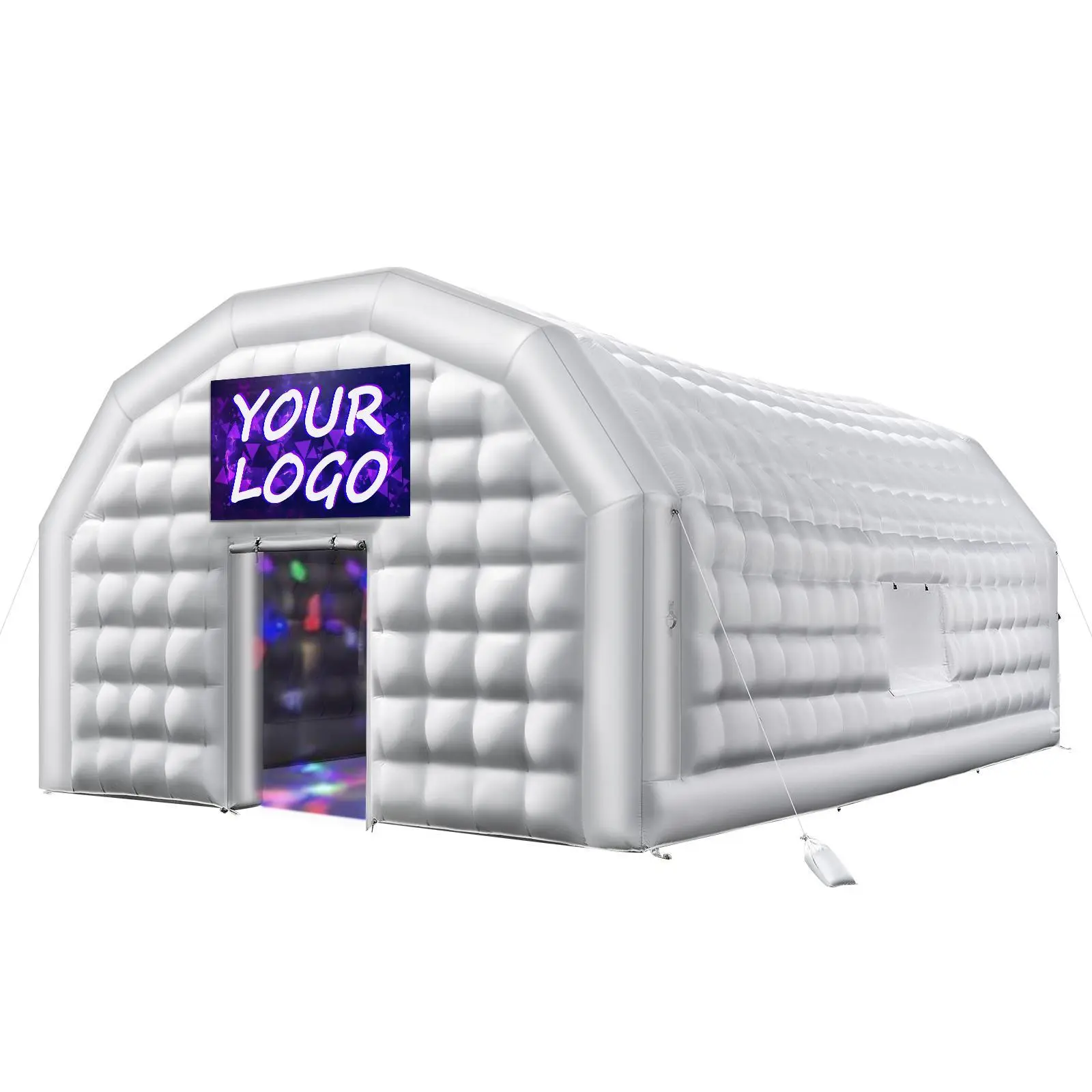VEVOR Rectangular Waterproof Inflatable Nightclub Playhouse Tent, 26.2x19.7x13.1ft, 1100W Blower, Weighted Sandbags, Fast Easy Setup, 2-Window Air Cube House for Imaginative Play, Birthday Events#SohoChic