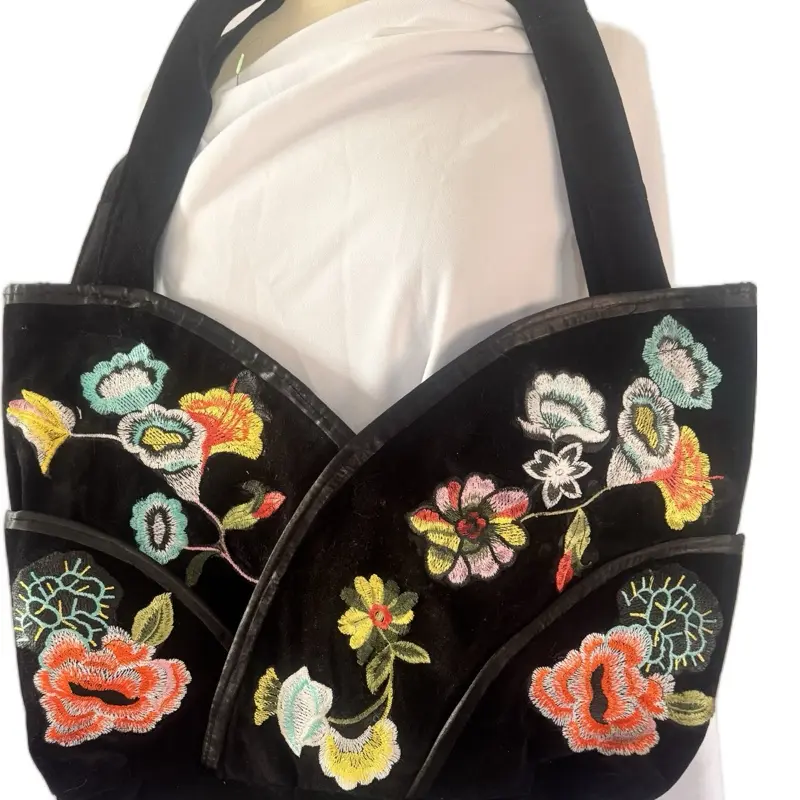 Handmade Black Velvet Tote Bag