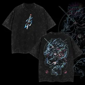 Women's Retro Giyu Tomioka Anime T-Shirt - GeeksRule4U 100% Premium Cotton, Relaxed-Oversized Washed Tee, Classic Style with Modern Twist