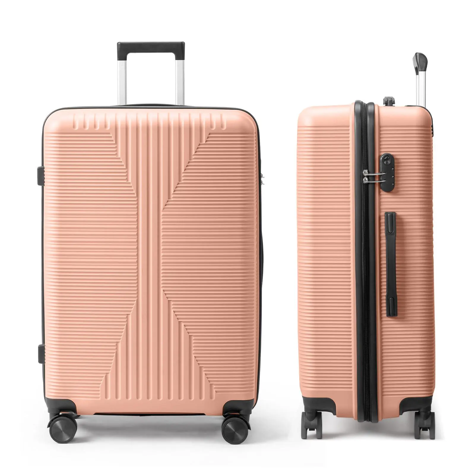 Large 28/24/20 Inch PP Hard Case Rolling Luggage Checked Suitcase Without TSA Lock