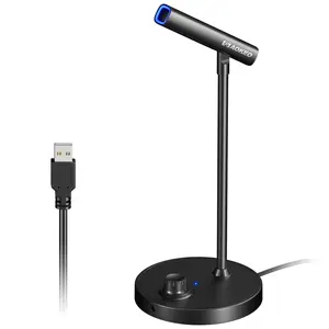 Aokeo AK2 USB Computer Microphone,Plug and Play Desktop PC Laptop Microphone with Mute Button and LED Indicator for Streaming,Podcasting,Recording,Gaming,Skype,YouTube Mic for Mac or Window Black.