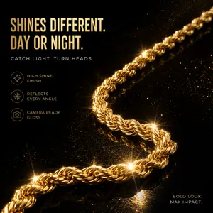 EWOPT 14K Gold Plated Rope Chain Necklace for Men & Women, Luxury Diamond-Cut Rope Necklace, Minimalist Gold Chain Jewelry, Tarnish Resistant 4mm/6mm/8mm-22in