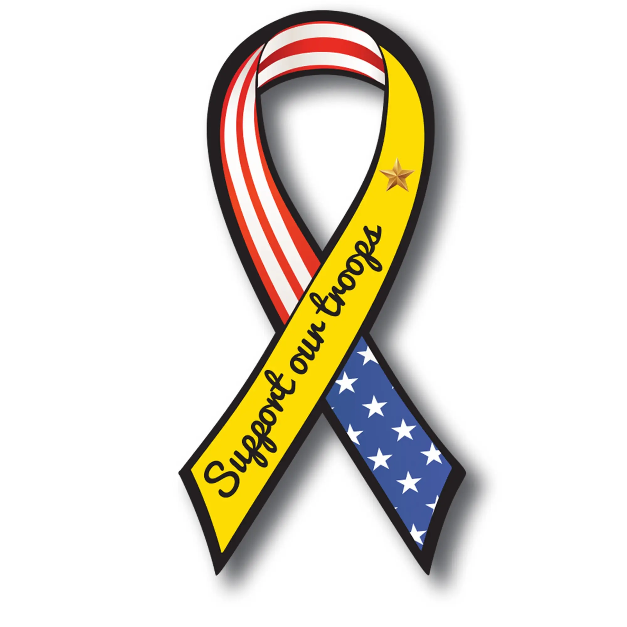 Magnet Me Up Support Our Troops American Flag Patriotic Ribbon Magnet Decal, 3.5x7 Inches, Heavy Duty Automotive Magnet for Car Truck SUV, in Support of Military, Crafted in The USA