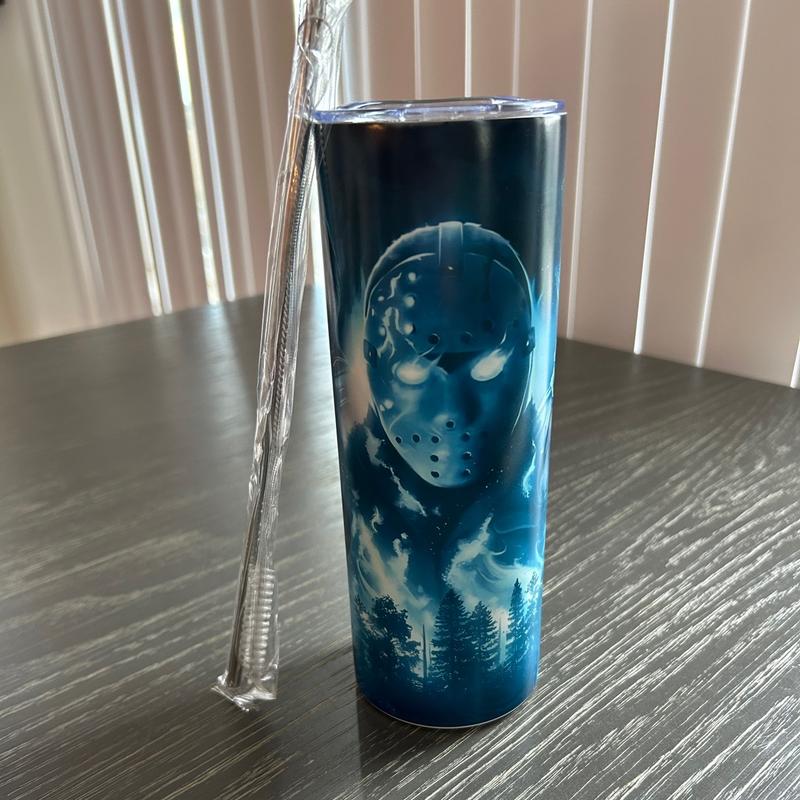 Glow in the dark Halloween Tumbler Jason Chucky Pennywise Scream Freddy