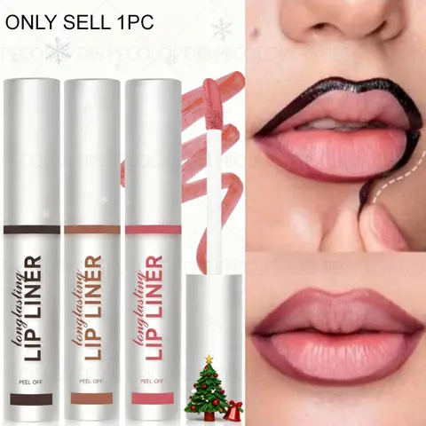 1PC Peelable Tattoo Cosmetic Lip Liner Lip Gloss, Matte, High Pigmentation, Quick Drying, Moisturizing, Buildable, Three-dimensional Lip Shape, Perfect Christmas Gift Series