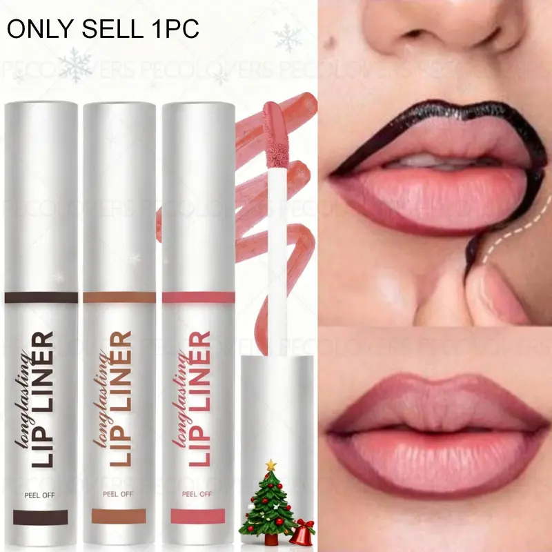 1PC Peelable Tattoo Cosmetic Lip Liner Lip Gloss, Matte, High Pigmentation, Quick Drying, Moisturizing, Buildable, Three-dimensional Lip Shape, Perfect Christmas Gift Series