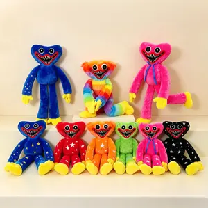 Poppy Playtime Huggy Wuggy Plush Toy, 15.8" Cute Monster Stuffed Plush Doll, Soft Fluffy Collectible Plushie Pillow with Star & Rainbow Design, Gift for Kids & Game Fans