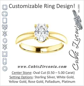 Cubic Zirconia Engagement Ring- The Marie Rosalind (Customizable Oval Cut Solitaire with Tooled Trellis Design)