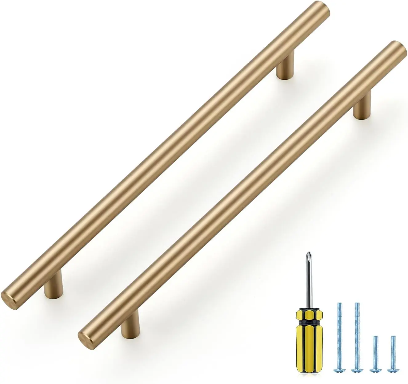 Ravinte Champagne Bronze Kitchen Cabinet Handles, 7.5-Inch Hole Center Rust-Proof Stainless Steel Hardware Pulls with Screwdriver (10-Inch Length) for Dresser Drawers, Cupboards, Door Handles Interior