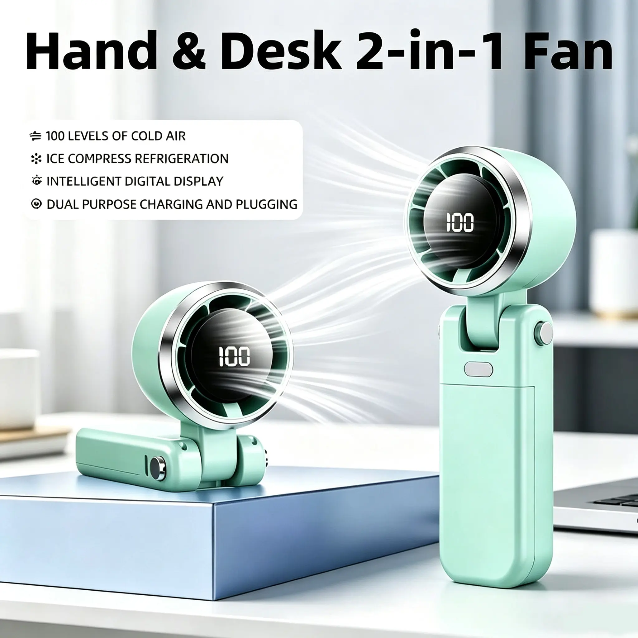 Handheld Portable Turbine Fan, Speed (1-199),5000mAh Rechargeable Personal Fan, Mini YetPowerful, Small Pocket Fan, Suitable ForTravel/Outdoors/Home/Office