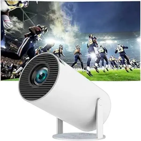 Smart HY300 Projector With Built-in Apps, Wifi Bluetooth 4K 1080P, Auto Keystone Mini Portable Outdoor Movie (White) Audio Automatic Connection Noise Wireless projectors