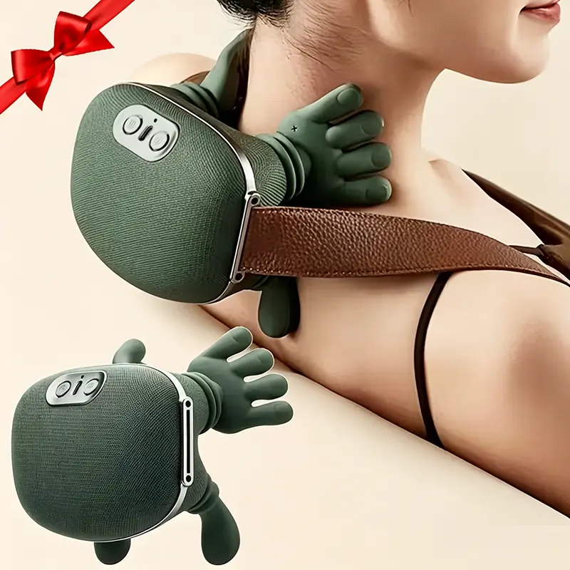 1-piece set of shoulder and neck massager, acupressure type back and neck massage pillow, kneading type massage pillow, electric massager, unisex gift, acupressure device, kneading design, high-quality material to meet daily massage needs, gift giving