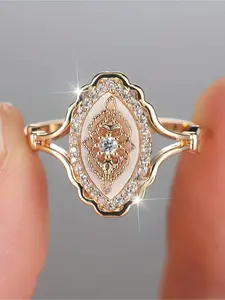 Bohemian Inlaid Simulated Shell 14K Golden Plated, Elegant Fashion Rings Luxury Party Holiday Everyday Wear