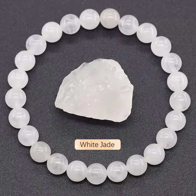High Quality Unisex White Crystal Jade Bracelet - Calm & Fortune-Blessing, Inner Tranquility Fashion Accessory, Everyday Wear Costume Jewelry, Choking Hazard Contains Small Ball