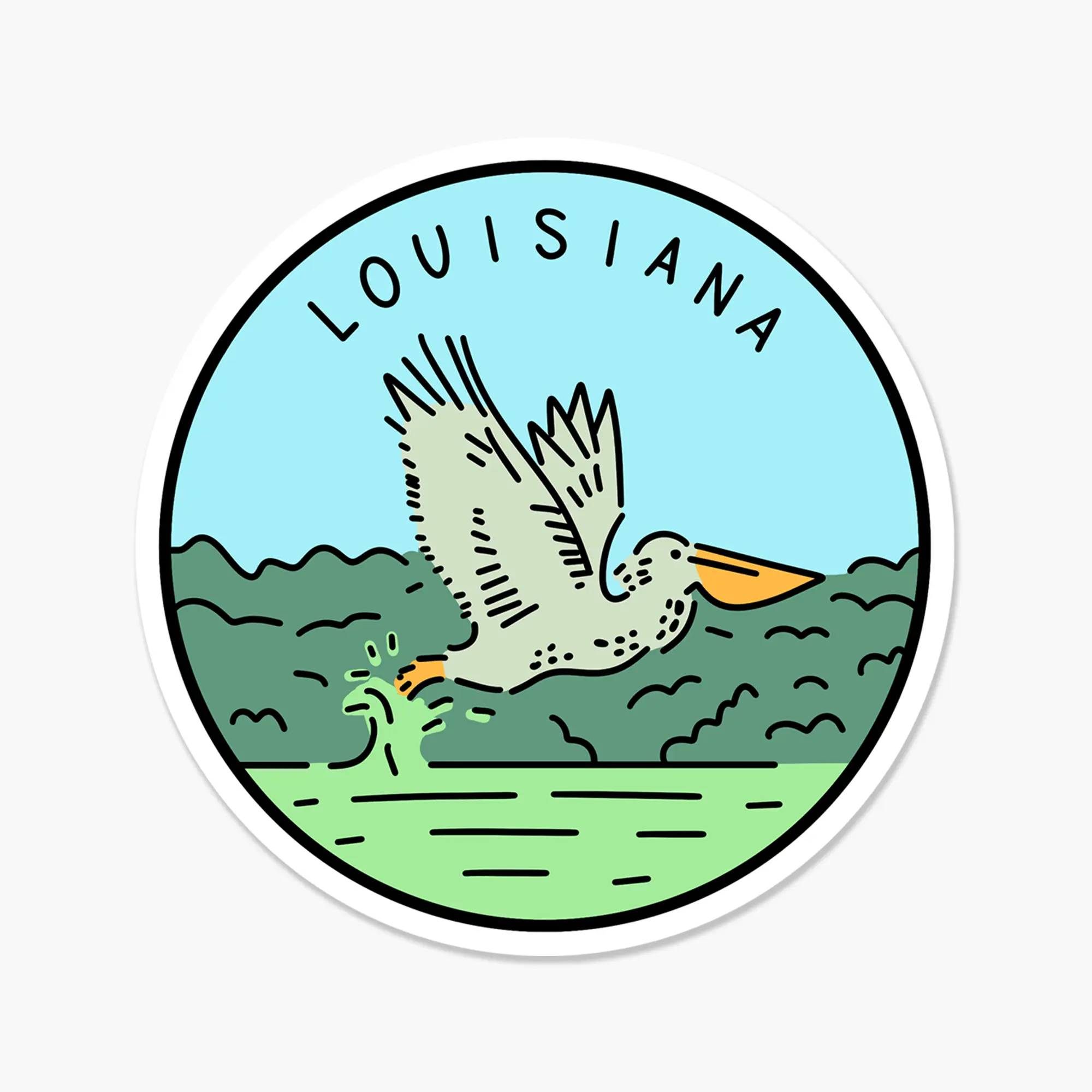 Louisiana Illustrated US State 3 x 3 in - Travel Sticker