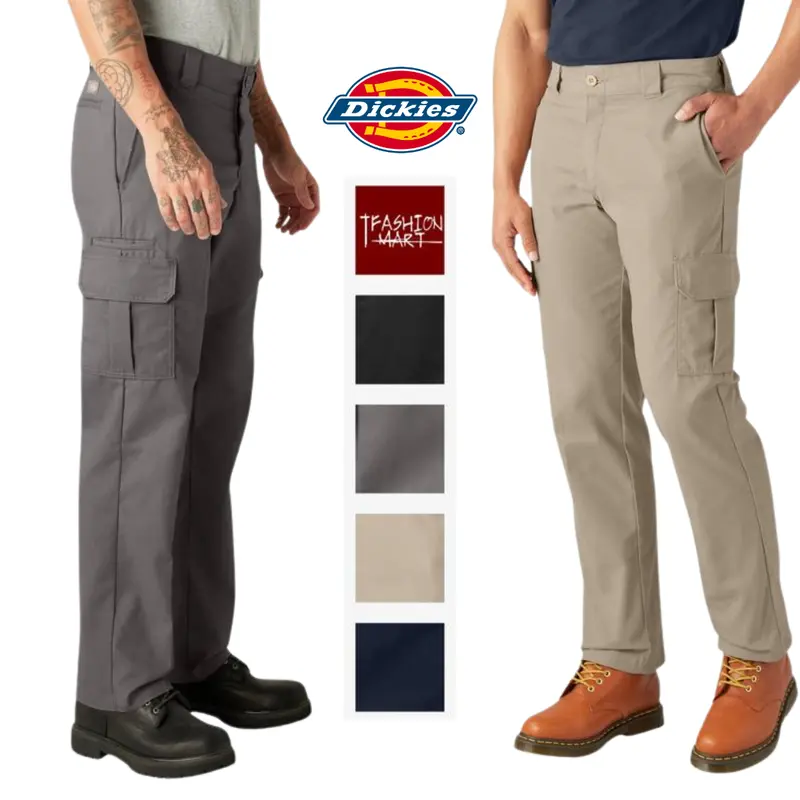 Dickies Menswear Plain Men's FLEX Regular Fit Mid Waist Cargo Pants - Polyester/Cotton Durable Fabric Utility Trousers, 6 Large Pockets, Machine Washable, Flexible for Casual & Outdoor Use, All Seasons