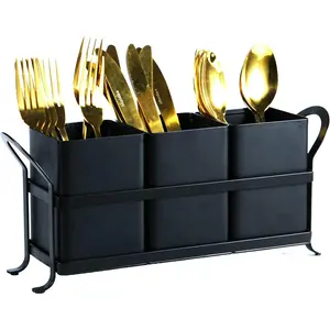 Flatware, Cutlery,Kitchen Utensil & Silverware  Organizer Bin Holder for Forks, Spoons,  -  for Kitchen Countertop- Black